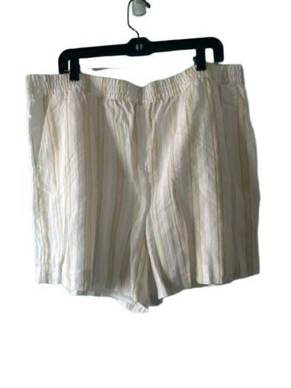 H&M Women's White and Light Beige Striped Pull-On Shorts XL